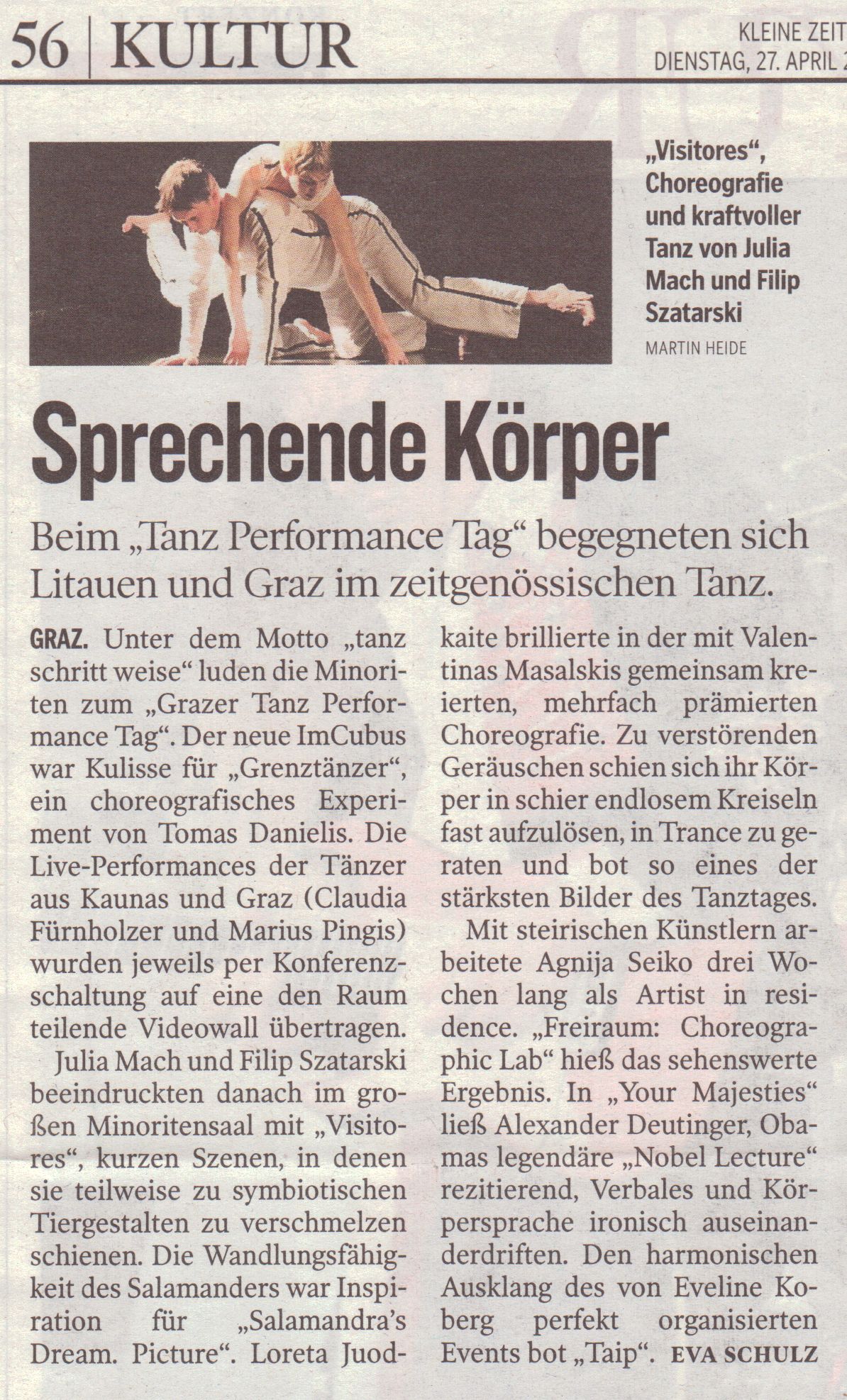 Kleine Zeitung vom 27. April 2010_tanz schritt weise